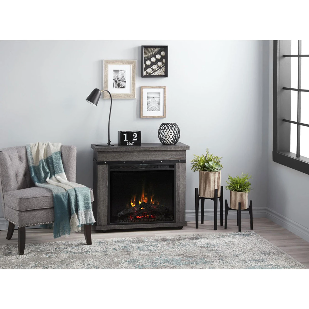 Dimplex 32" Morgan Electric Fireplace Mantel, Charcoal Oak 3 Dimplex 32" Morgan Electric Fireplace Mantel, Charcoal Oak - Image 3