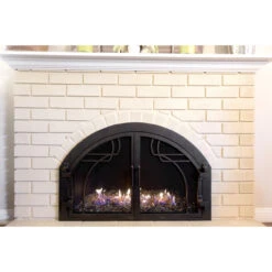 Mavericks Arched Fireplace Door - Wrought Iron -Fireplace Shop mavericks 46 fireplace door 2 46578.1582067251