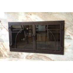 Mavericks Rectangular Fireplace Door - Wrought Iron