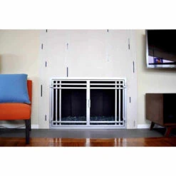 Mission Rectangular Fireplace Door - Wrought Iron