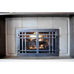 Mission Rectangular Fireplace Door - Wrought Iron -Fireplace Shop mission 18 rectangular fireplace door web2 58487.1575307635