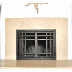 Mission Rectangular Fireplace Door - Wrought Iron -Fireplace Shop mission 18 rectangular fireplace door web3 06039.1575307635