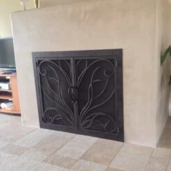 Napa Rectangular Fireplace Door - Wrought Iron -Fireplace Shop napa 17 fireplace door web3 36831.1574812595