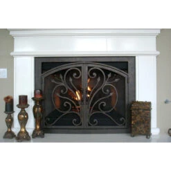 Orchid Rectangular Inside Arch Fireplace Door - Wrought Iron