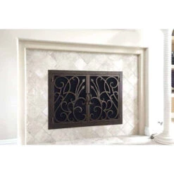 Poseidon Rectangular Fireplace Door - Wrought Iron