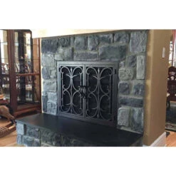 Rancho Santa Fe Rectangular Fireplace Door - Wrought Iron