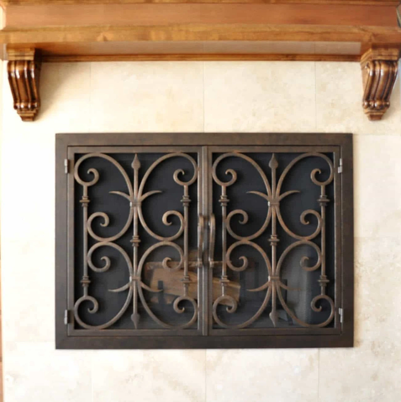 Rancho Santa Fe Rectangular Fireplace Door - Wrought Iron 11 Rancho Santa Fe Rectangular Fireplace Door - Wrought Iron - Image 11