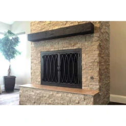 Ripple Rectangular Fireplace Door - Wrought Iron