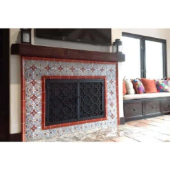 San Luis Rey Rectangular Fireplace Door - Wrought Iron