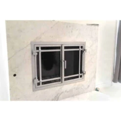 Santa Monica Rectangular Fireplace Door - Wrought Iron -Fireplace Shop santa monica 19 rectangular fireplace door web2 84107.1574881362