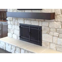 Santa Monica Rectangular Fireplace Door - Wrought Iron -Fireplace Shop santa monica 19 rectangular fireplace door web5 22129.1574881362