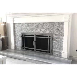 Santa Monica Rectangular Fireplace Door - Wrought Iron