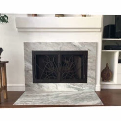 Saratoga Rectangular Fireplace Door - Wrought Iron -Fireplace Shop saratoga 16 fireplace door ams web 05465.1574812996