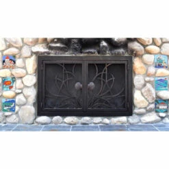 Saratoga Rectangular Fireplace Door - Wrought Iron -Fireplace Shop saratoga 16 fireplace door web7 11359.1574812996
