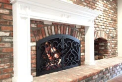 Sequoia Arched Fireplace Door - Wrought Iron