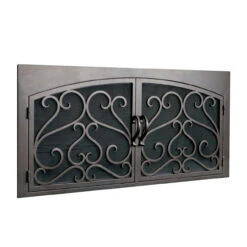 Sequoia Rectangular Inside Arched Fireplace Door - Wrought Iron -Fireplace Shop sequoia 3 arch rec fireplace door web 98603.1582138258