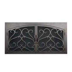 Sequoia Rectangular Inside Arched Fireplace Door - Wrought Iron
