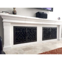 Sequoia Rectangular Fireplace Door - Wrought Iron -Fireplace Shop sequoia 3 two door web 27300.1581970437