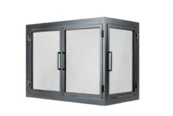 Sky Rectangular L-Shape Fireplace Door - Wrought Iron