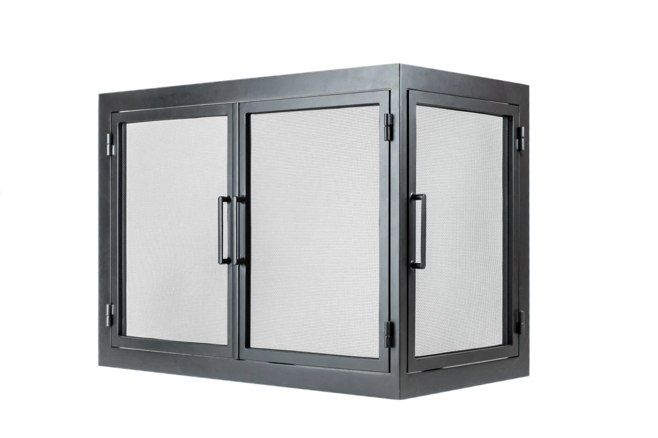 Sky Rectangular L-Shape Fireplace Door - Wrought Iron 1 Sky Rectangular L-Shape Fireplace Door - Wrought Iron