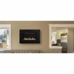 TWENTY6 - Solas Wall Mounted Direct Vent Linear Fireplace -Fireplace Shop solas twenty6 fireplace high gloss black web 19180.1567100051