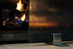 Berman Aqui Freestanding Glass Fireplace Screen | AMS Fireplace