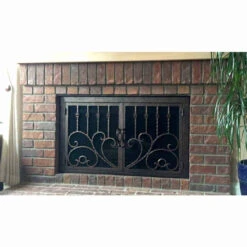The Clad Rectangular Fireplace Door - Wrought Iron