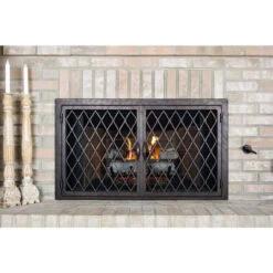 Trabuco Rectangular Fireplace Door - Wrought Iron
