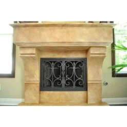 Triton Rectangular Fireplace Door - Wrought Iron -Fireplace Shop triton 8 rectangular fireplace door web2 63945.1574881649