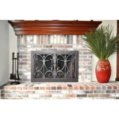 Triton Rectangular Fireplace Door - Wrought Iron