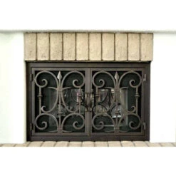 Triton Rectangular Fireplace Door - Wrought Iron -Fireplace Shop triton 8 rectangular fireplace door web5 59243.1574881649