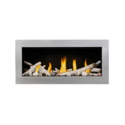 Vector 38" Single-Sided Linear Gas Fireplace - Napoleon -Fireplace Shop vector lv38 fireplace birch logs shorefire front stainless screen web 57799.1638277210