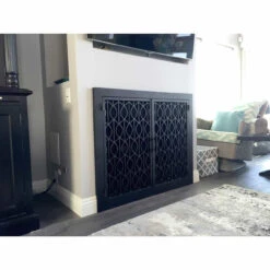 Wave Rectangular Fireplace Door - Wrought Iron -Fireplace Shop wave 20 fireplace door web6 71016.1574815196