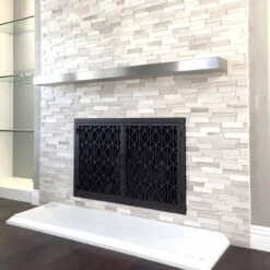 Wave Rectangular Fireplace Door - Wrought Iron -Fireplace Shop wave 20 fireplace door web7 16988.1574815196