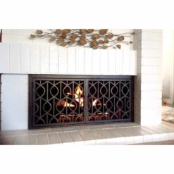 Wave Rectangular Fireplace Door - Wrought Iron -Fireplace Shop wave 20 rectangular door main web2 01048.1574815196