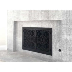 Wave Rectangular Fireplace Door - Wrought Iron -Fireplace Shop wave 20 rectangular fireplace doors web4 12452.1574815196