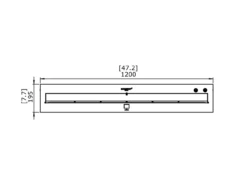 EcoSmart XL 1200 Ethanol Linear Burner 47" -Fireplace Shop xl1200 esf.1.b.xl12 top view technical drawing by ecosmart fire 08298 38801.1656429682